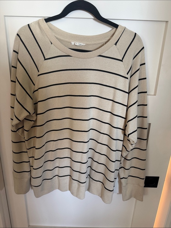 Maurices Sweaters - Maurices Beige Crewneck Sweater with Black Stripes